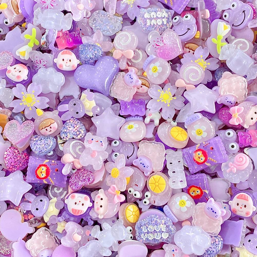 Lavender resin flatback charm assortment